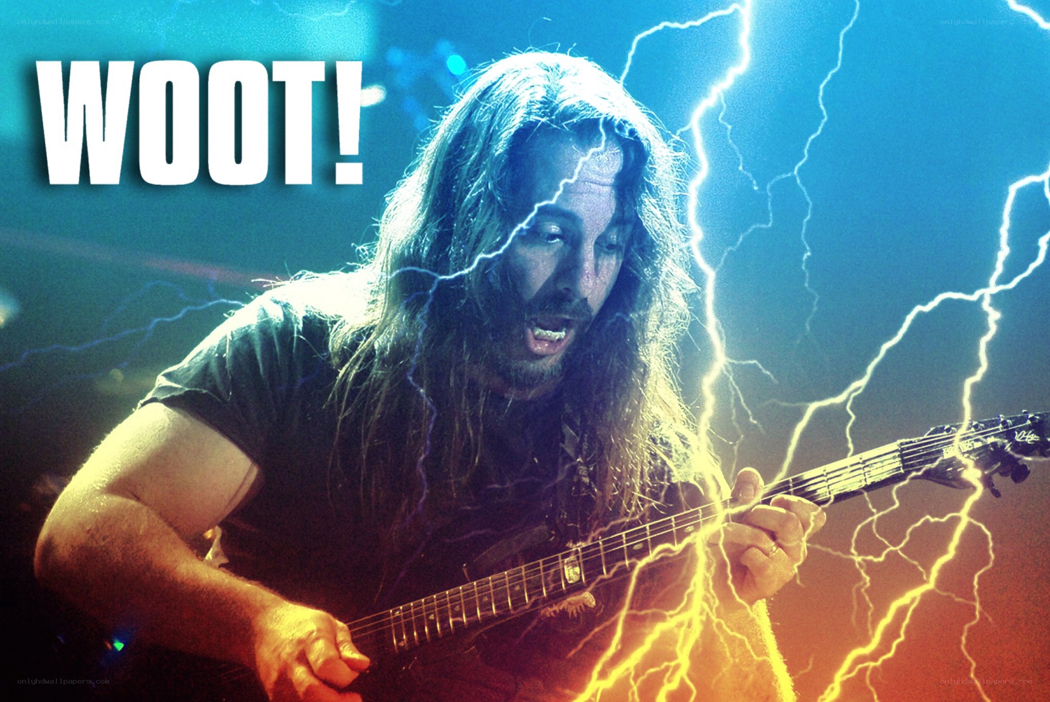 guitarist with lightning effect