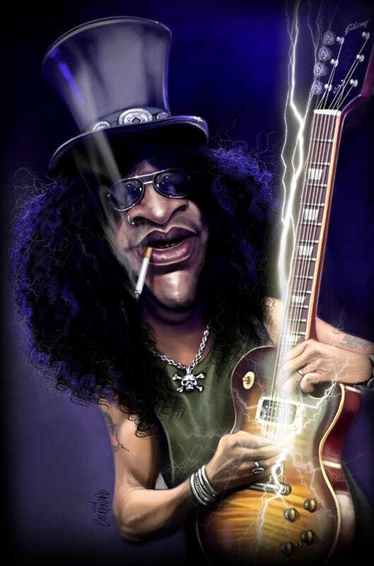 Guitarist with top hat and lightning