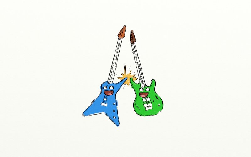 guitars high-fiving