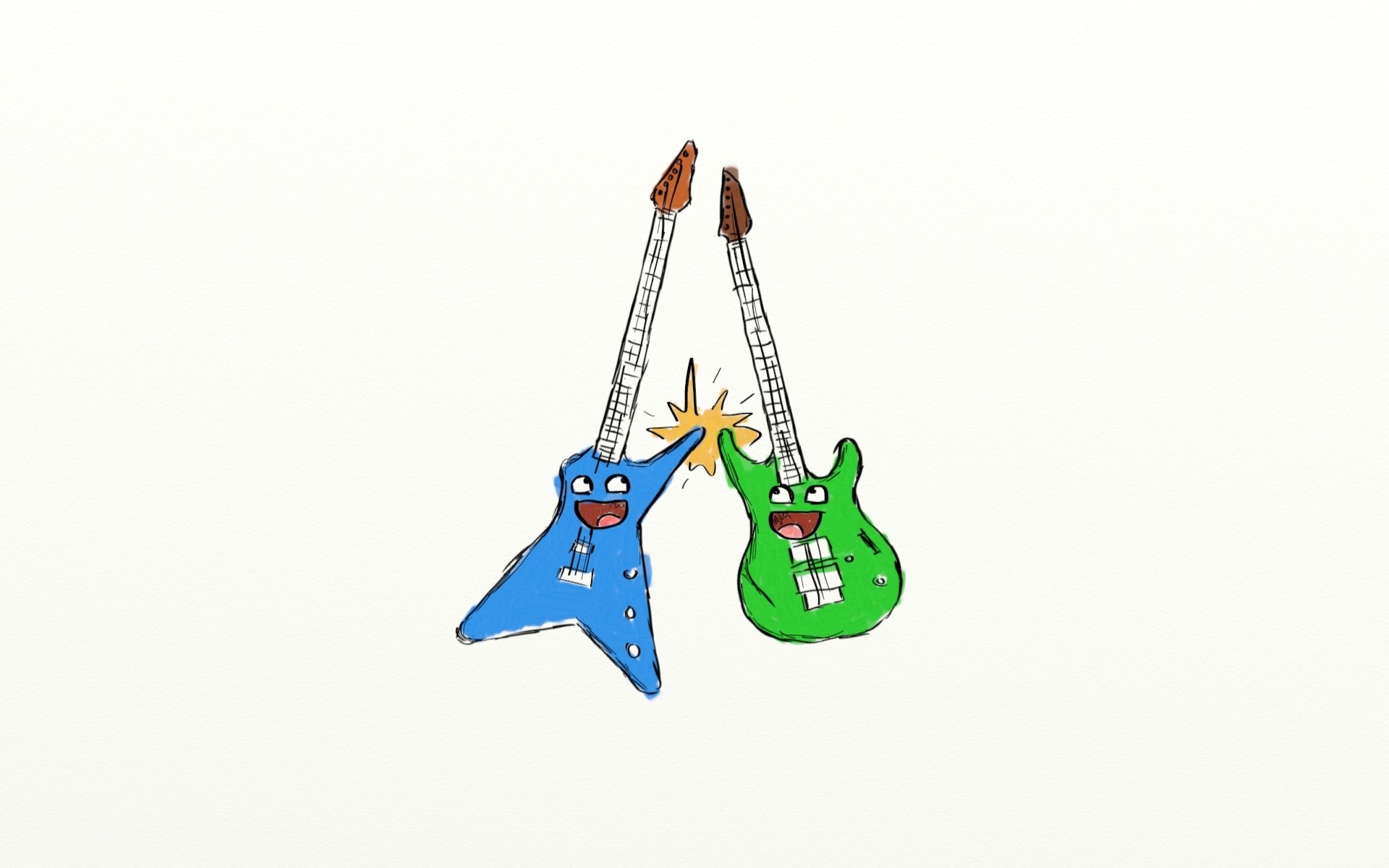guitars high-fiving