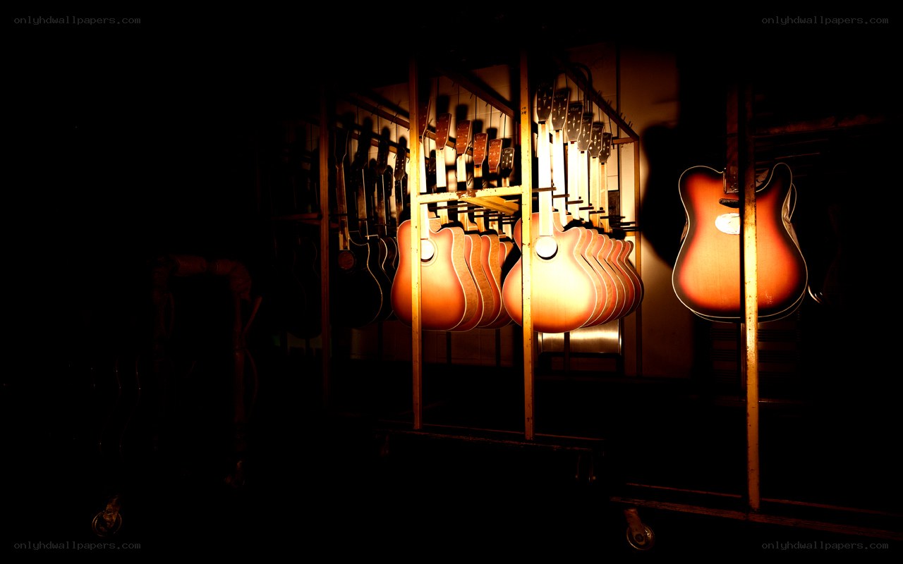 Guitars in a factory