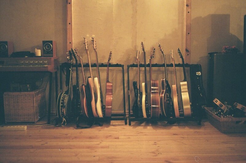 Guitars in a music room