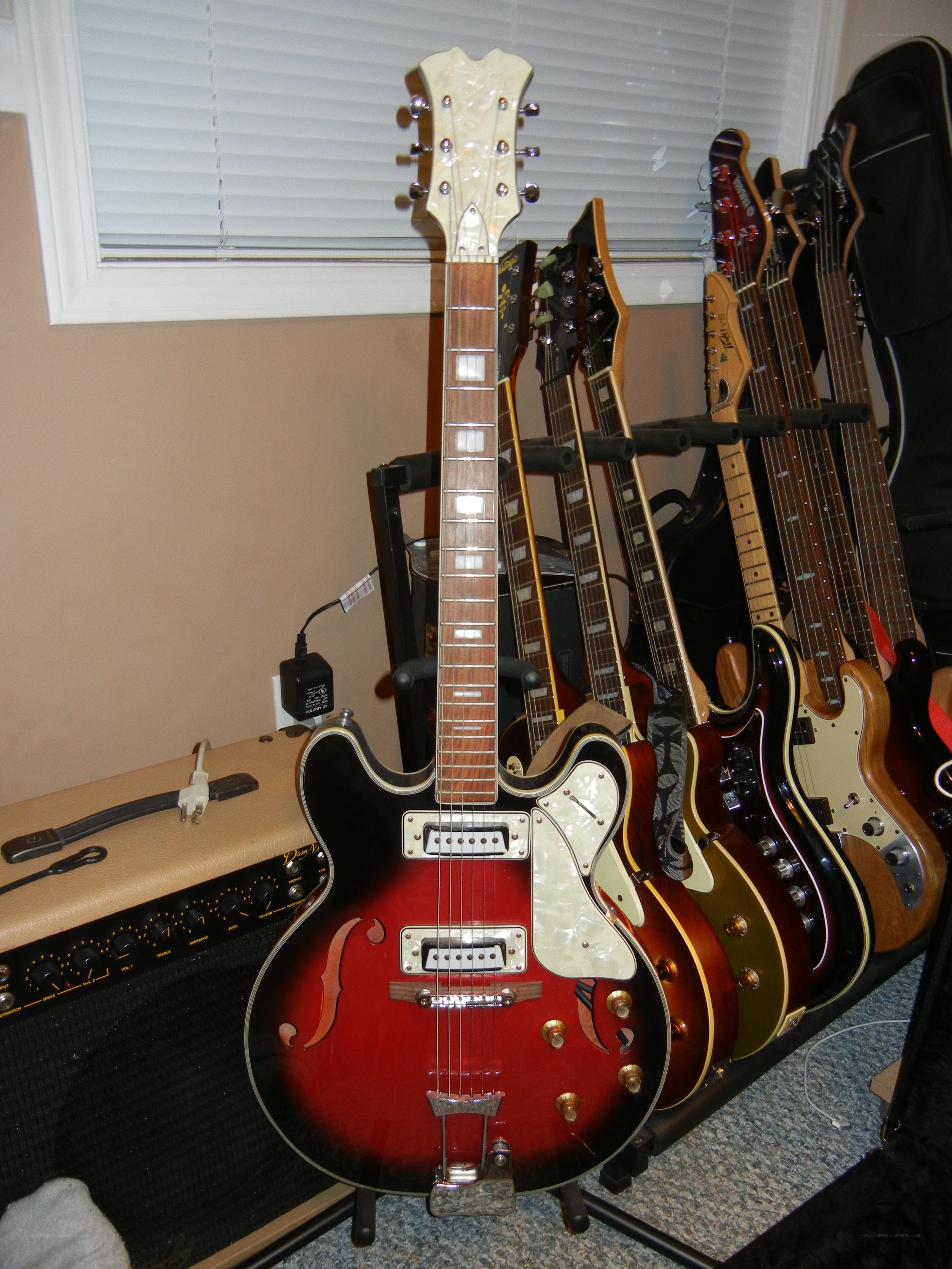 guitars in a music room