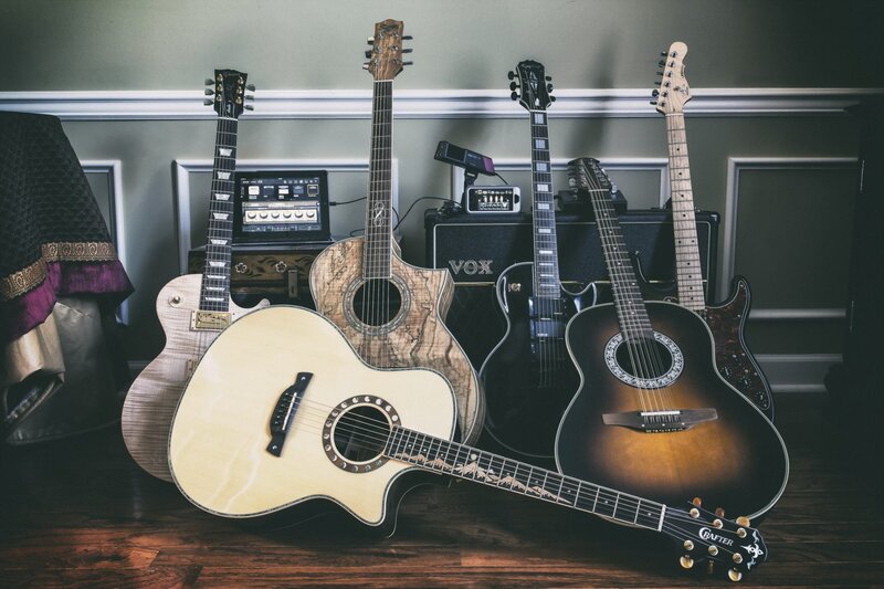 Guitars on Wooden Floor