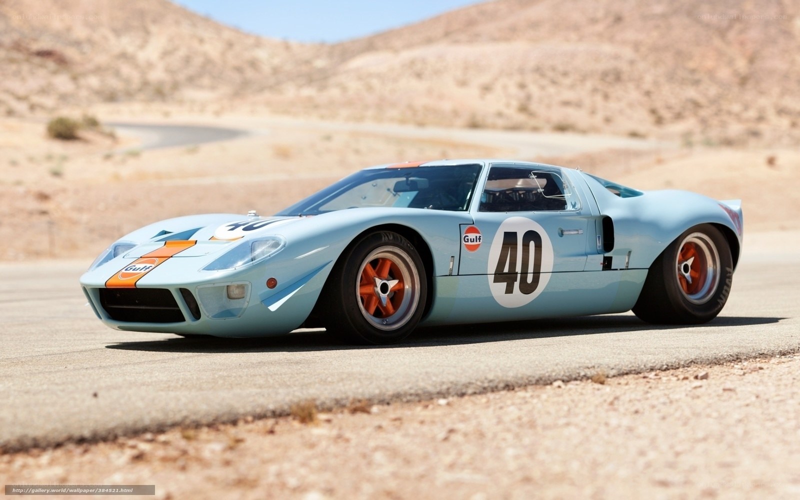 Gulf-liveried race car on track