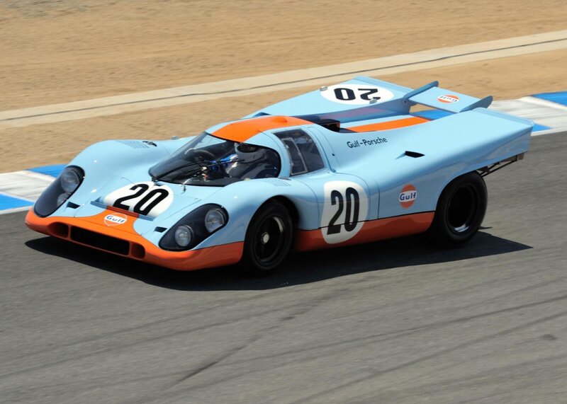 Gulf-Porsche race car on track
