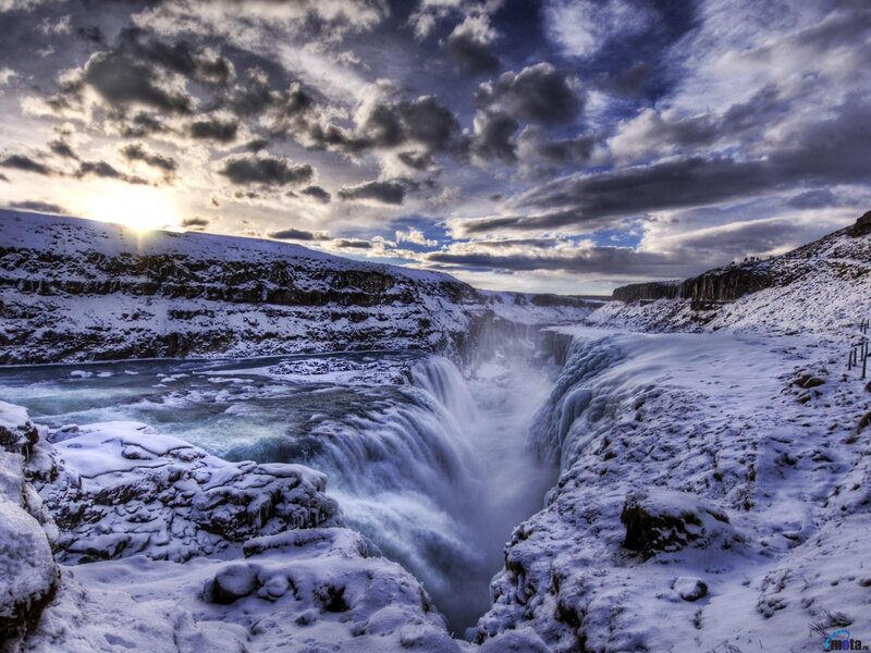 Gullfoss Waterfall — Blue, Dramatic