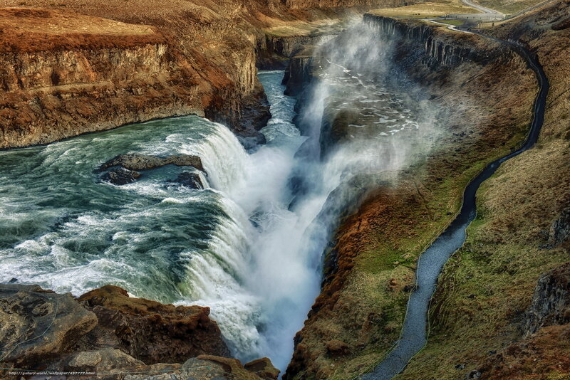 Gullfoss Waterfall — Brown, Dramatic