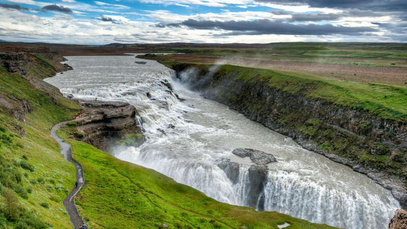 Gullfoss Waterfall — Green, Dramatic