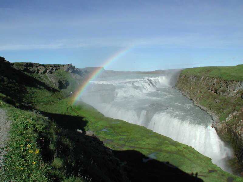 Gullfoss Waterfall — Green