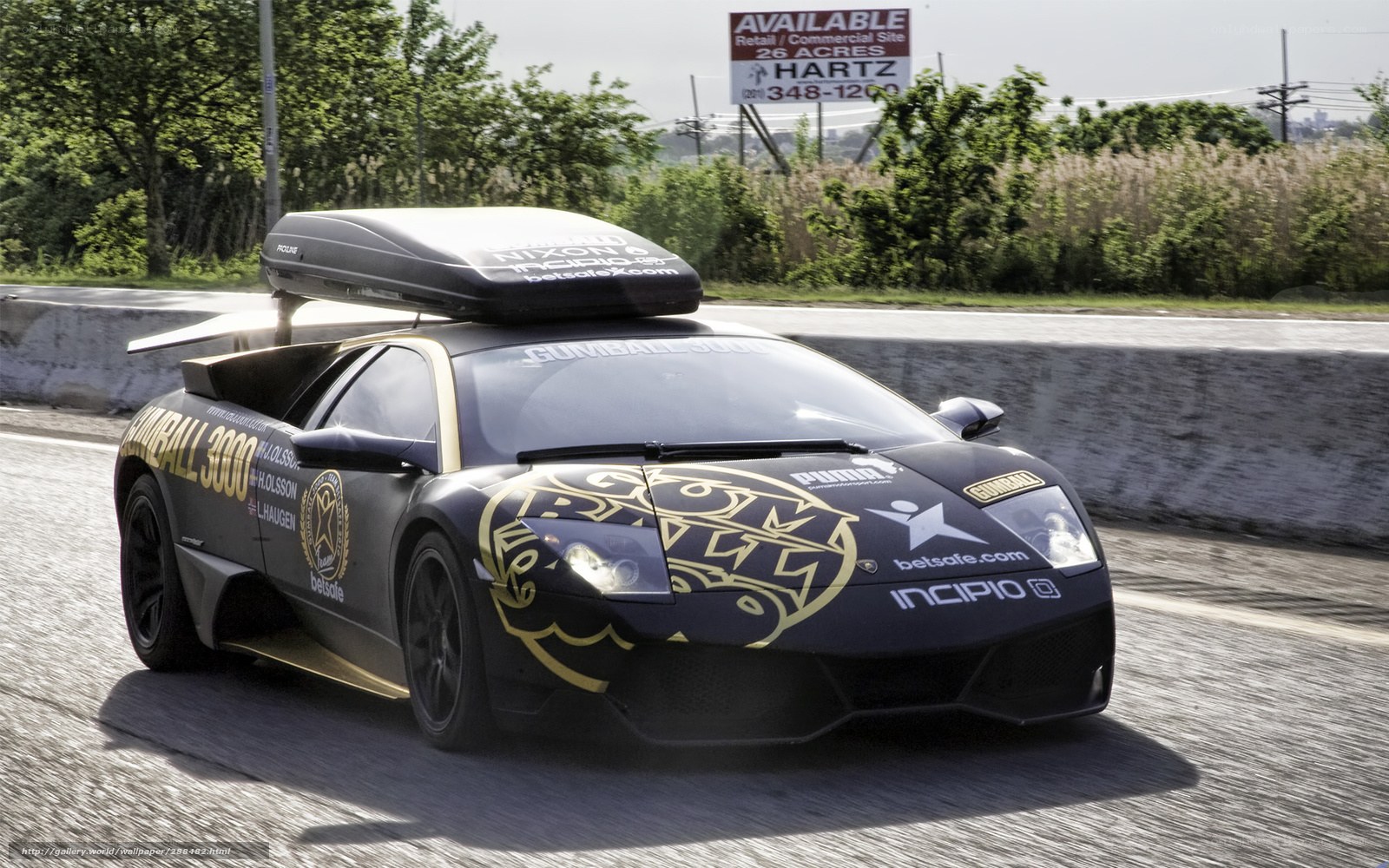 Gumball 3000 race car on road