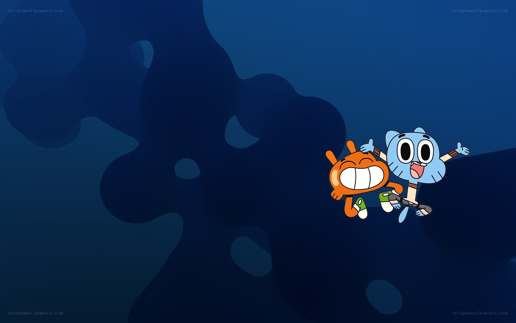 Gumball and Darwin floating in space
