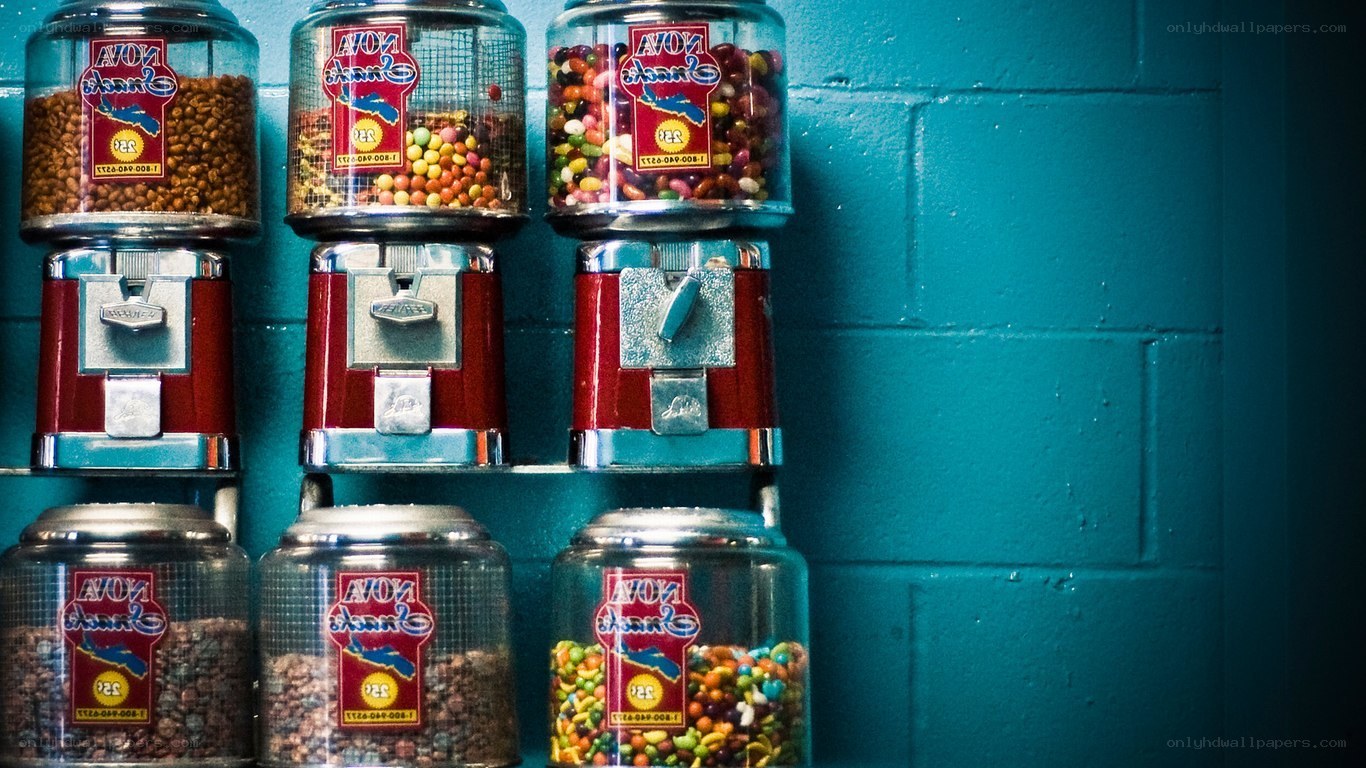 Gumball machines with candy