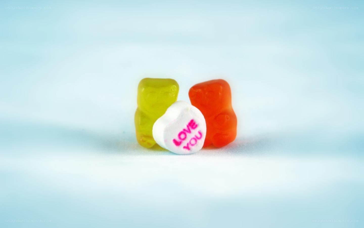 gummy bears and candy heart