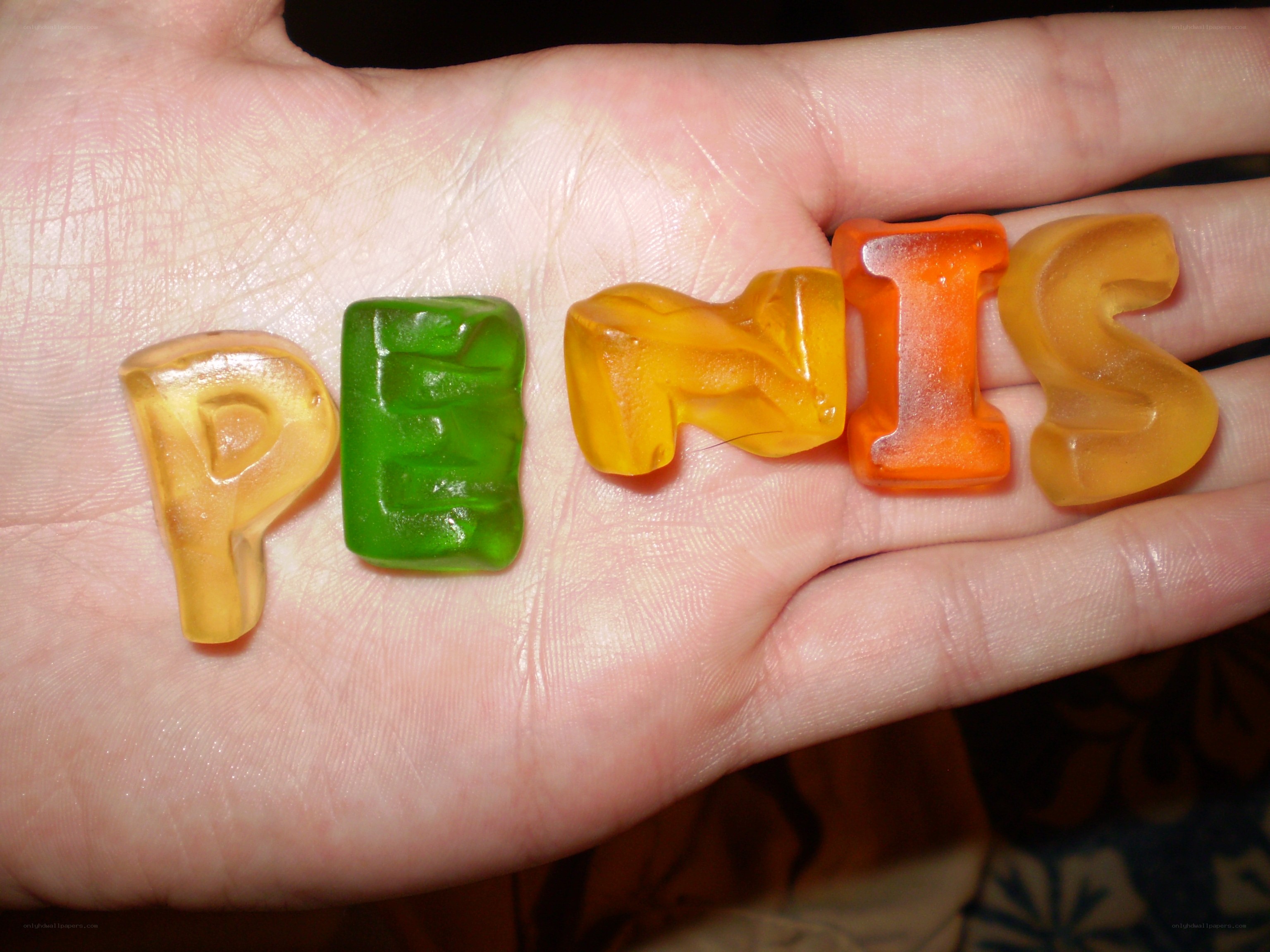 gummy letters spelling penis