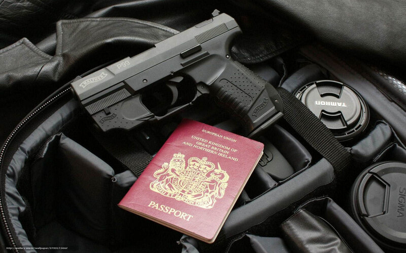 Gun and passport in bag