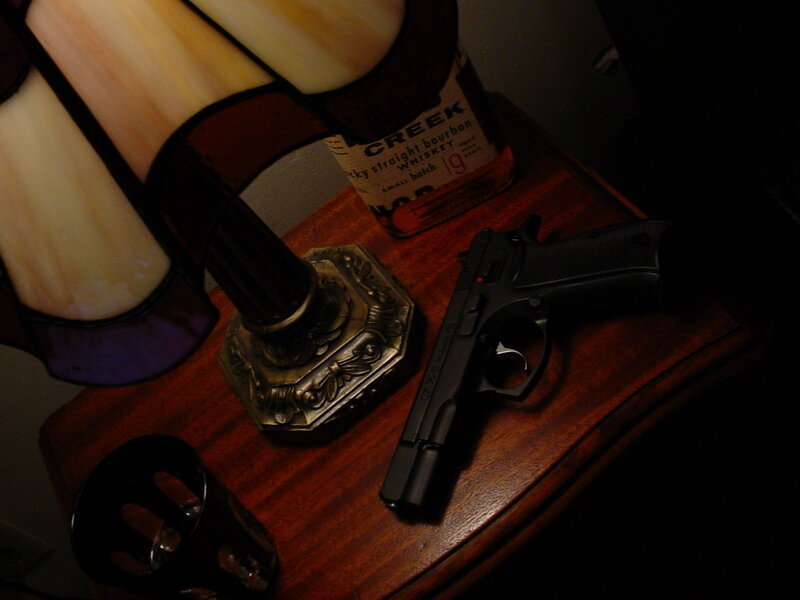 Gun on a nightstand