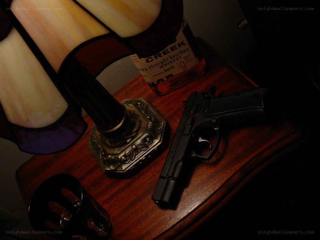 Gun on a nightstand
