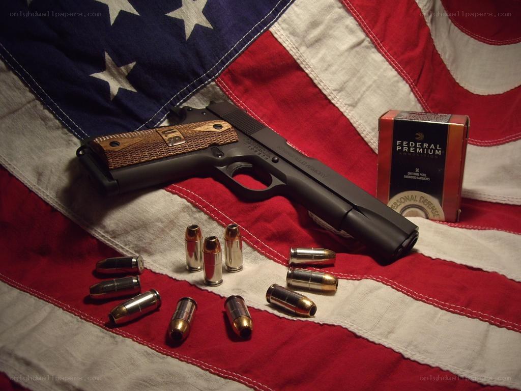Gun on American flag