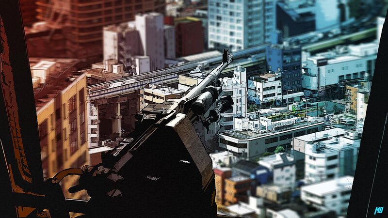 Gun Overlooking City