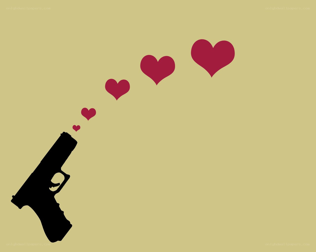 Gun shooting hearts