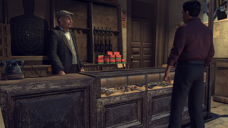 Gun shop interaction scene
