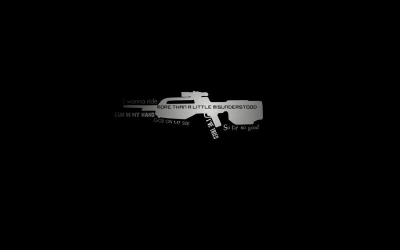 gun silhouette with text