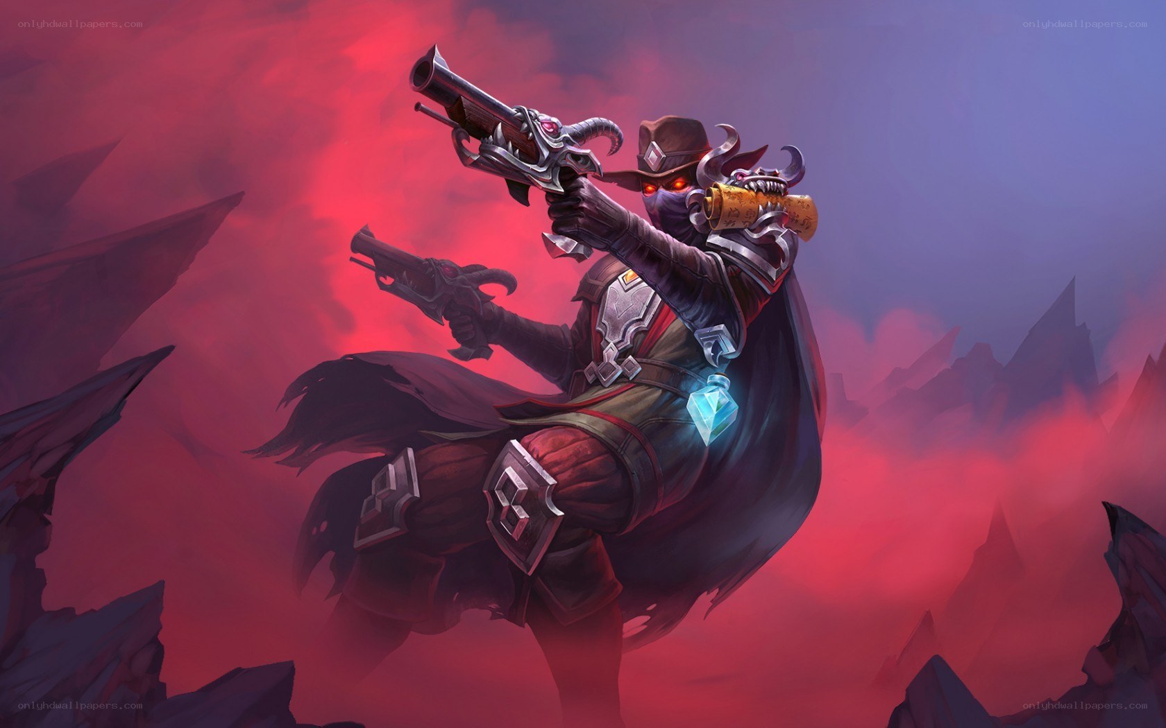 gun-wielding character in red mist