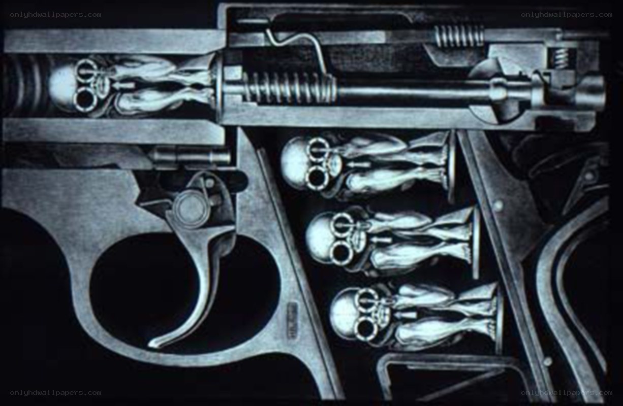 gun with alien figures