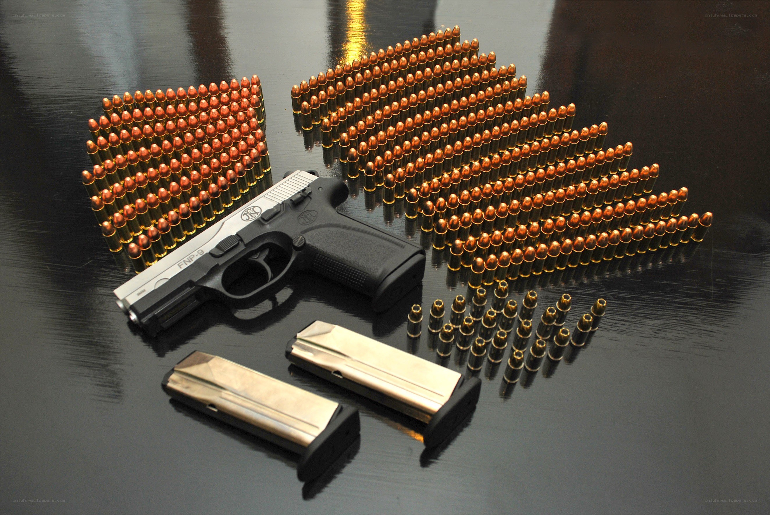 gun with ammunition and magazines