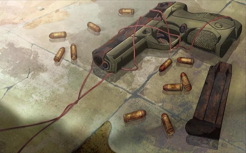 gun with bullets on floor