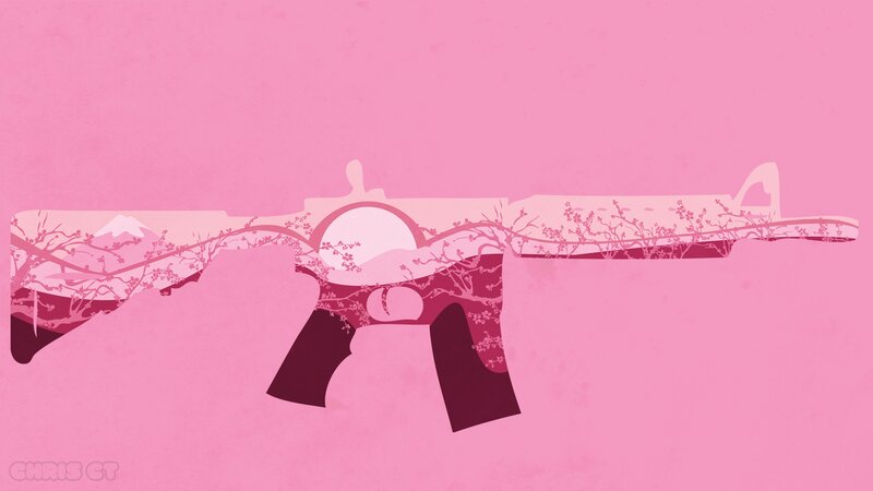 Gun with Cherry Blossoms