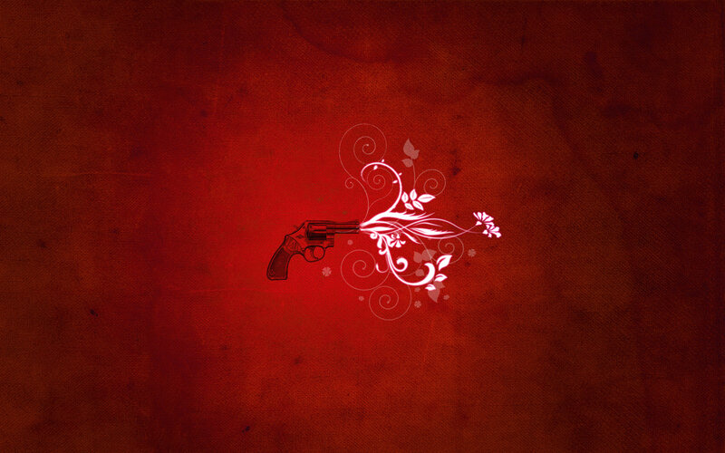 gun with floral design