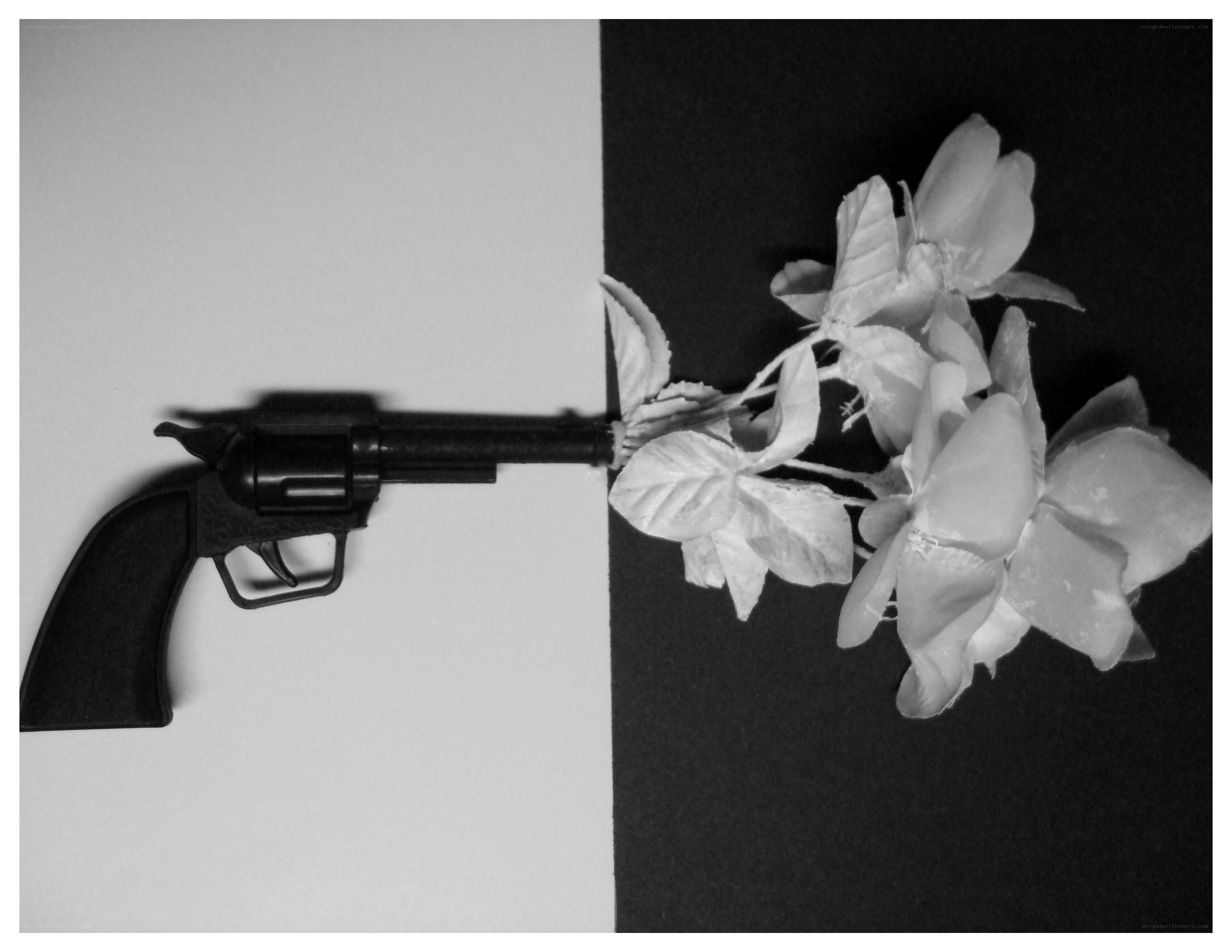 gun with flowers emerging