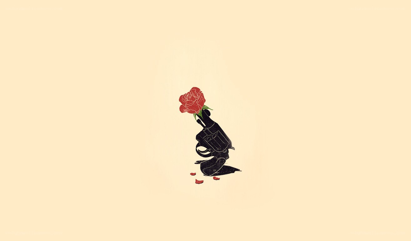 gun with rose illustration