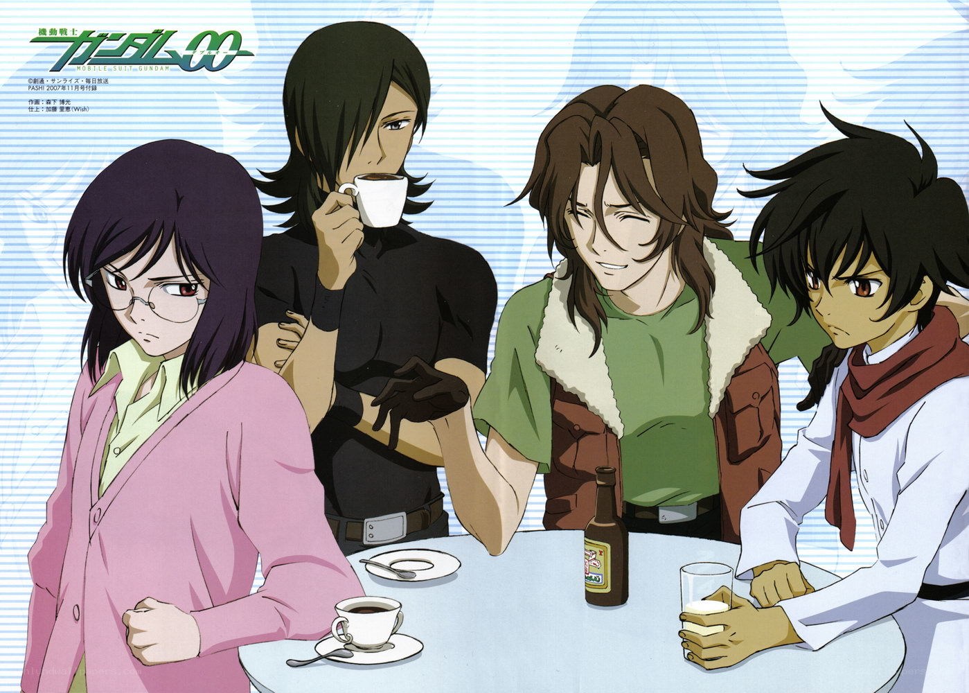 Gundam 00 characters at a cafe