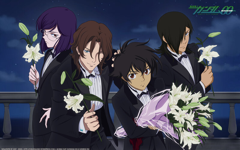 Gundam 00 characters in tuxedos