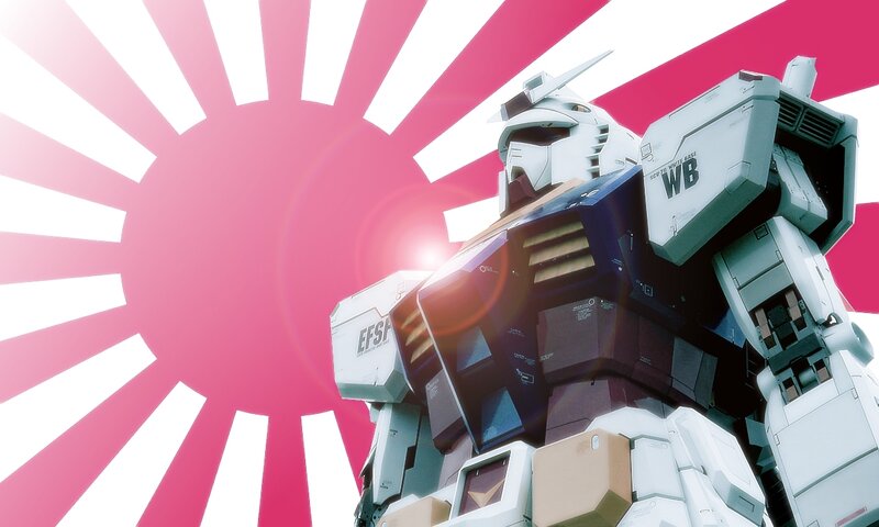 Gundam against rising sun