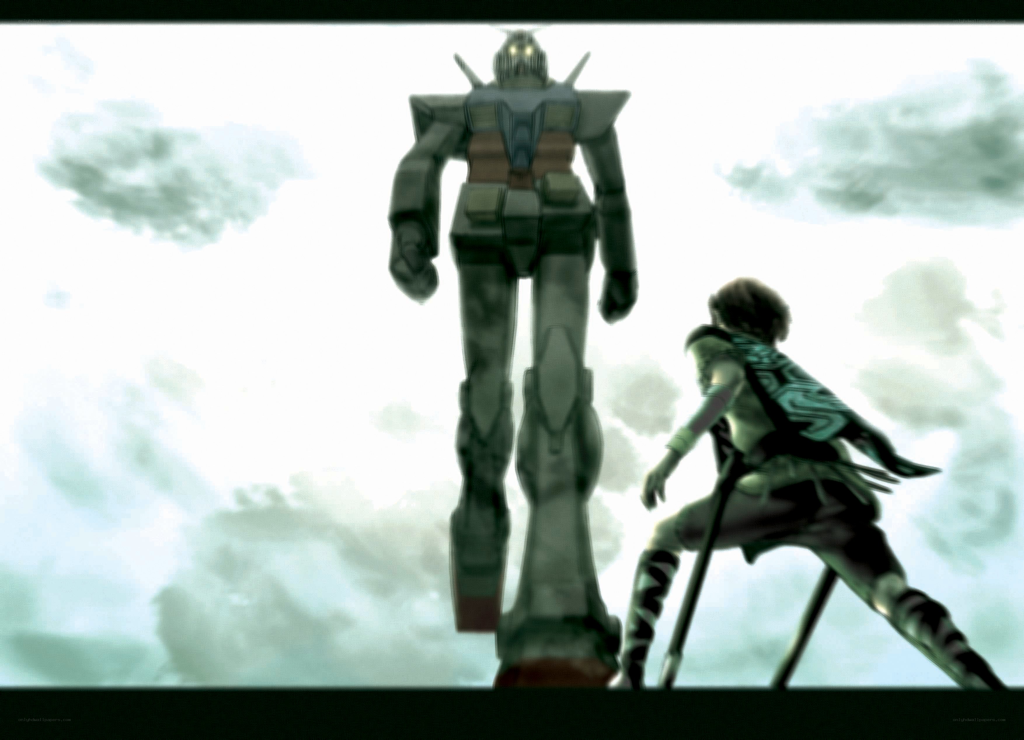 Gundam and pilot in sky