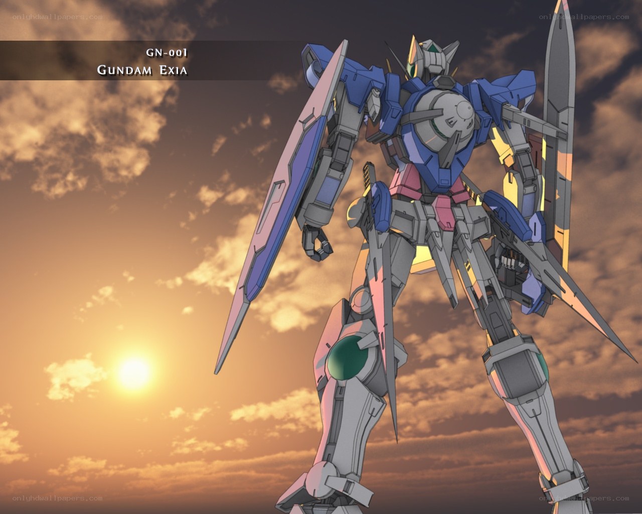 Gundam Exia at sunset