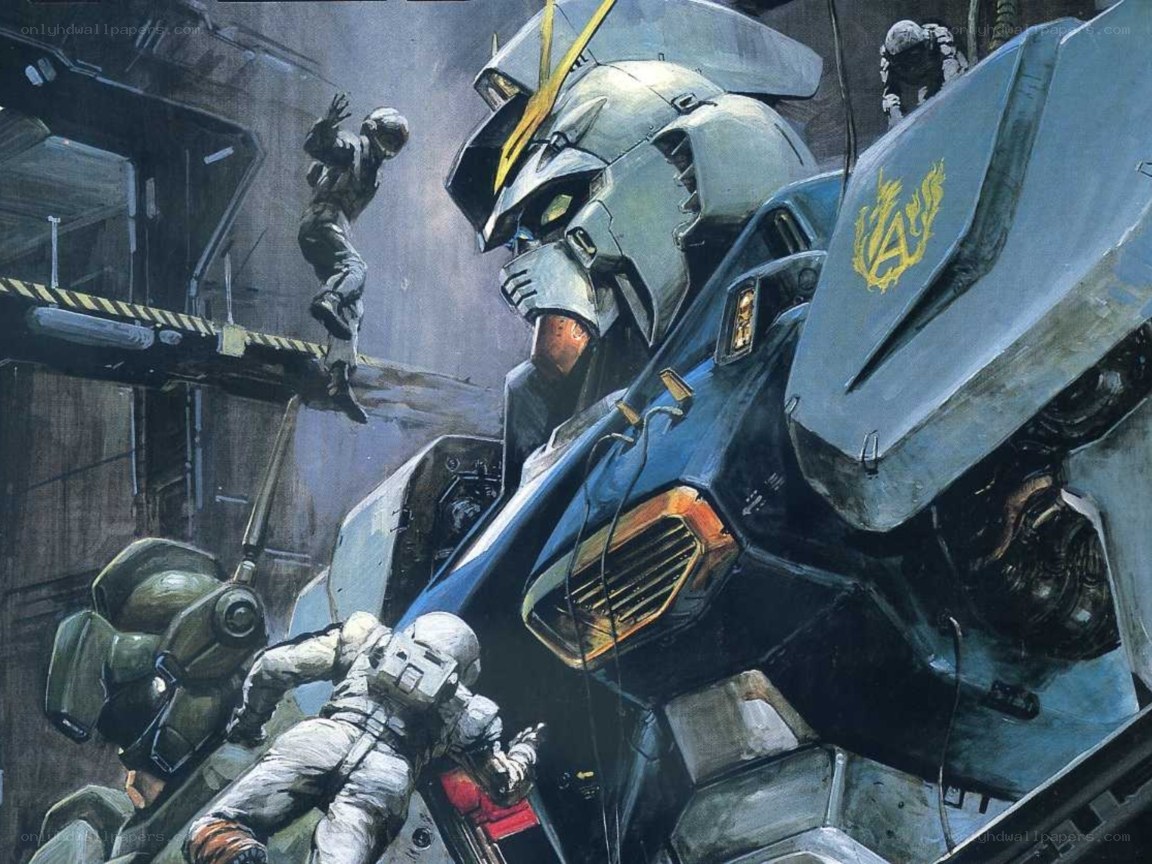 Gundam in a hangar
