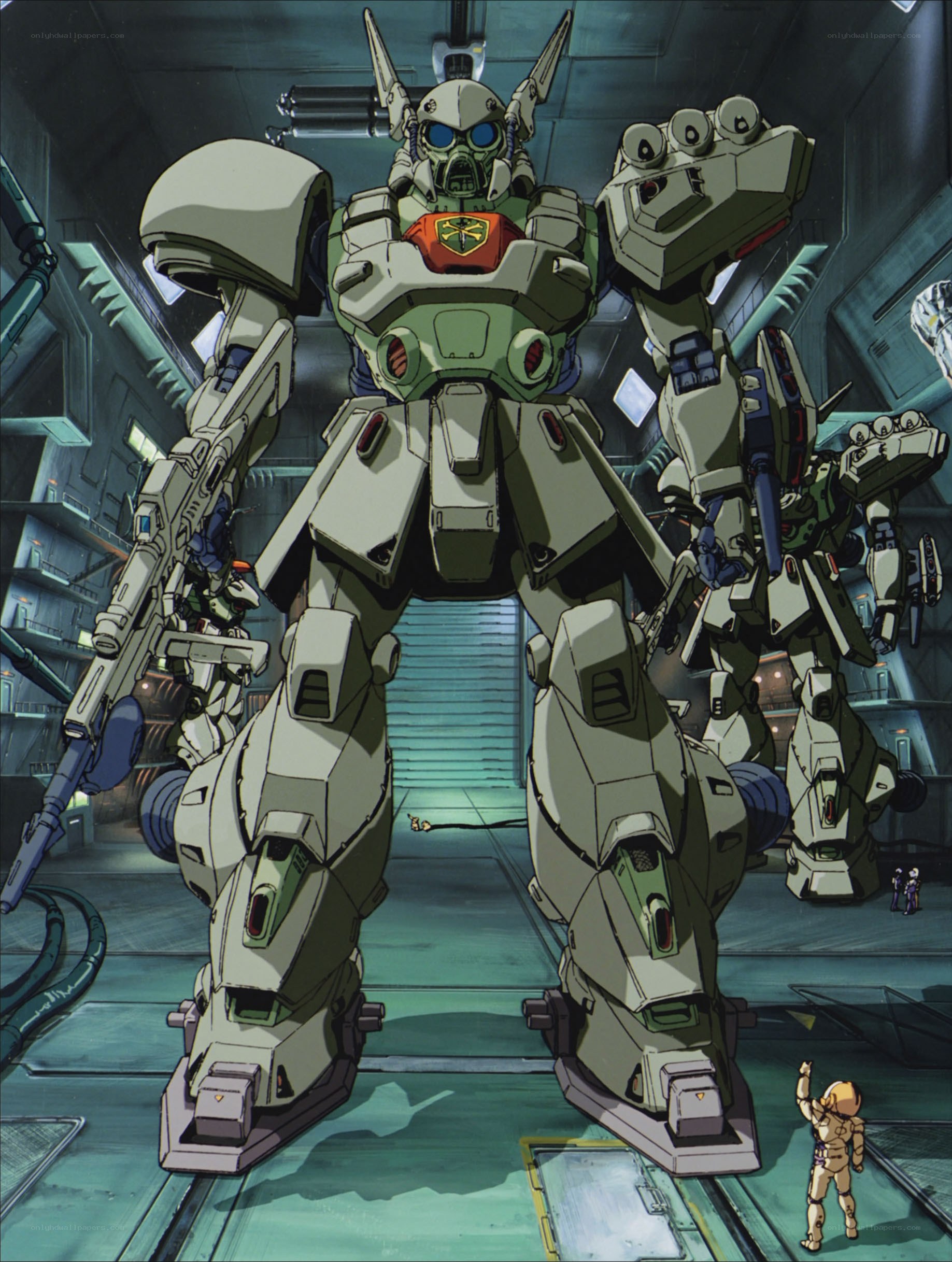 Gundam in a hangar