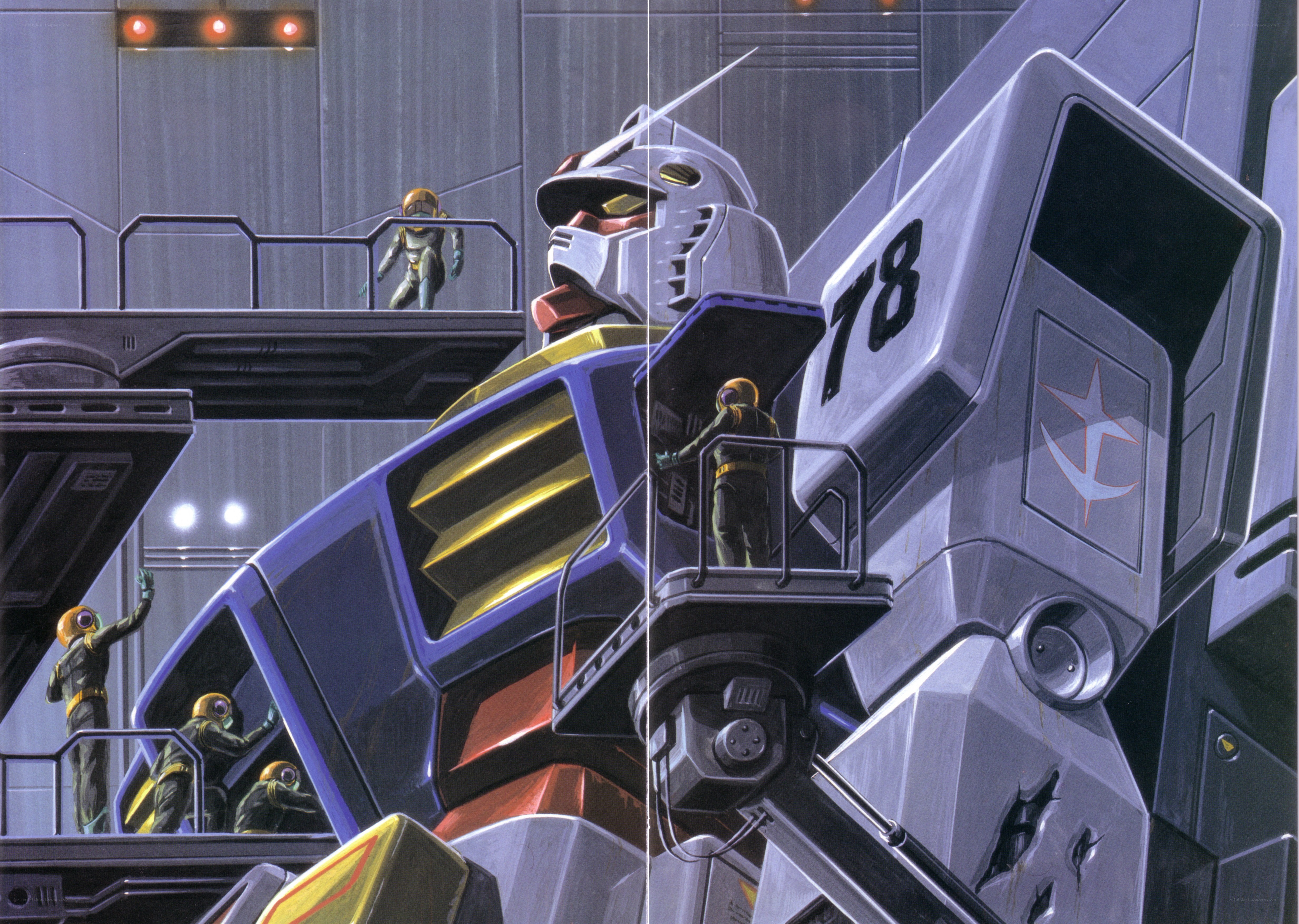 Gundam in a hangar