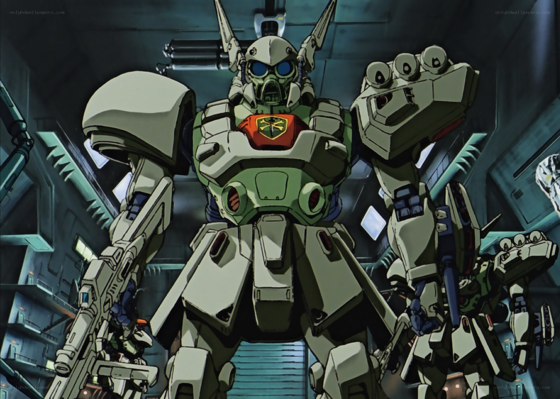 Gundam in a hangar