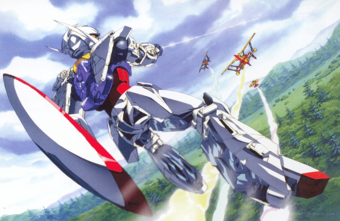 Gundam in aerial combat