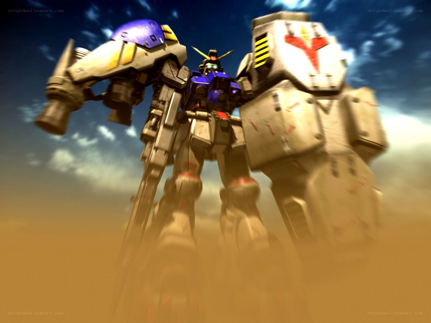 Gundam in desert battle