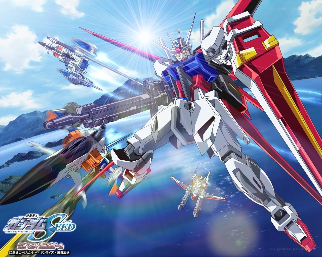 Gundam in flight with allies