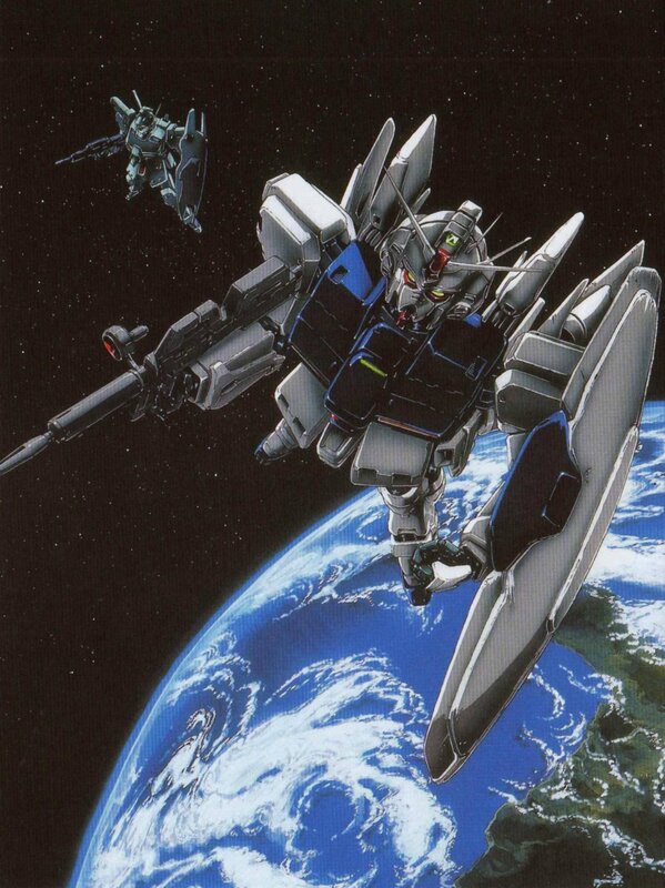 Gundam in space above Earth