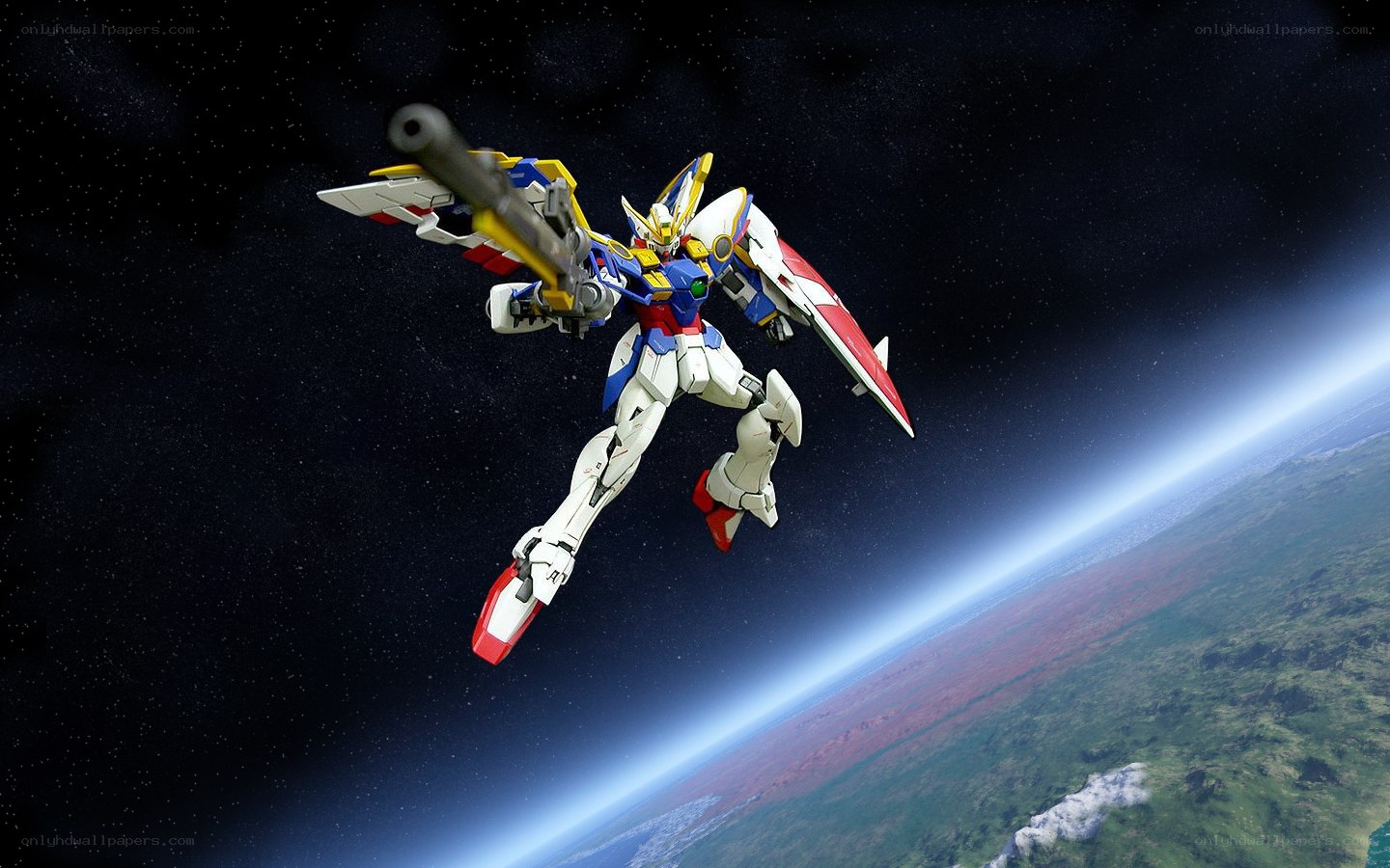 Gundam in space above Earth