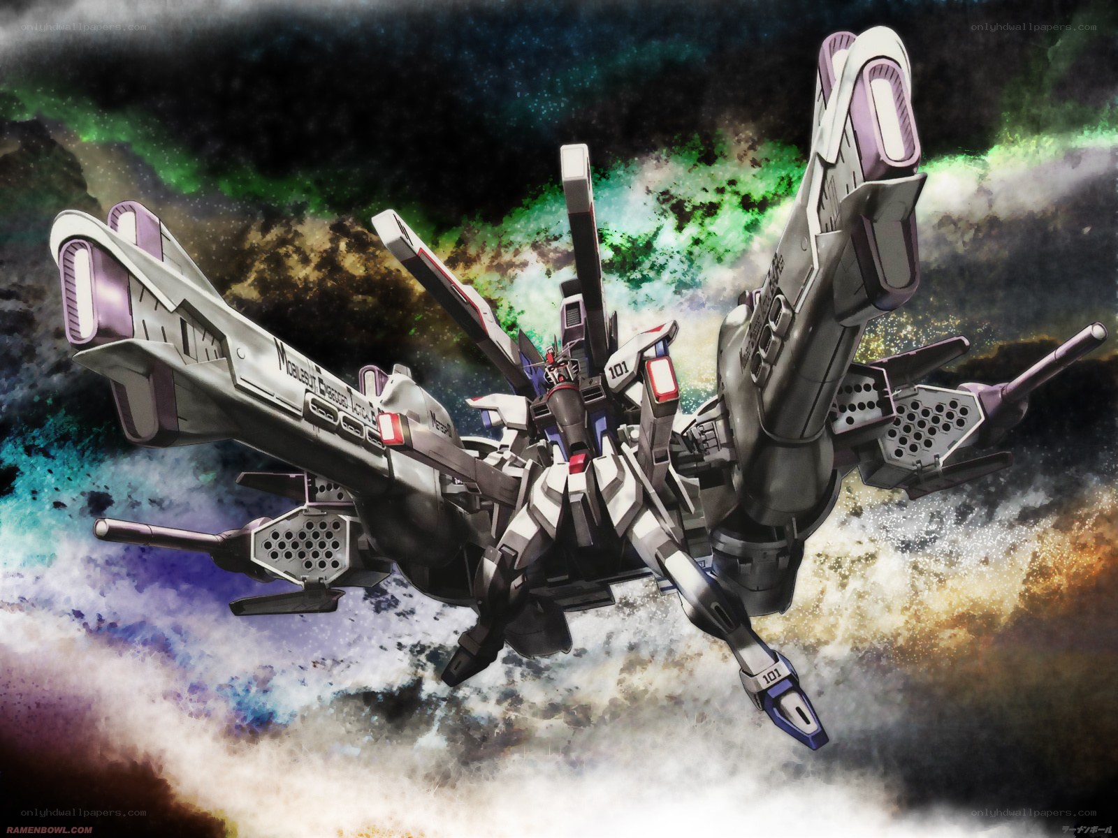 Gundam in space battle